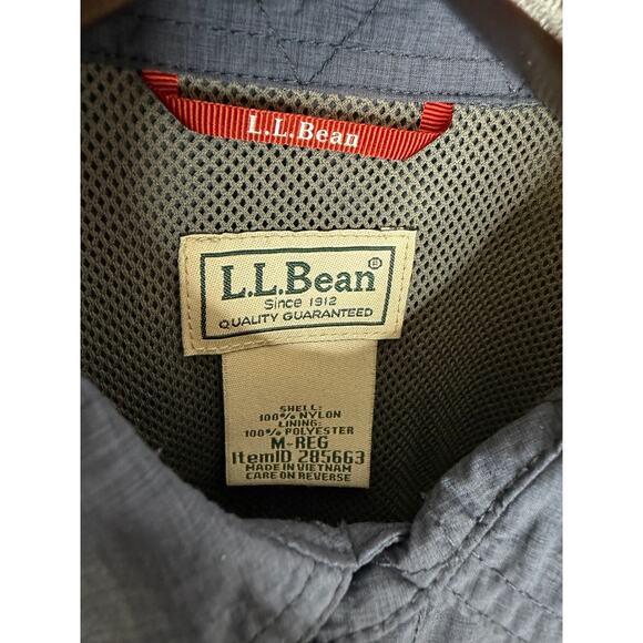 LL Bean Windbreaker Snap Up Shirt Jacket Blue Mesh Lined Mens Sz M Nylon - Picture 5 of 9